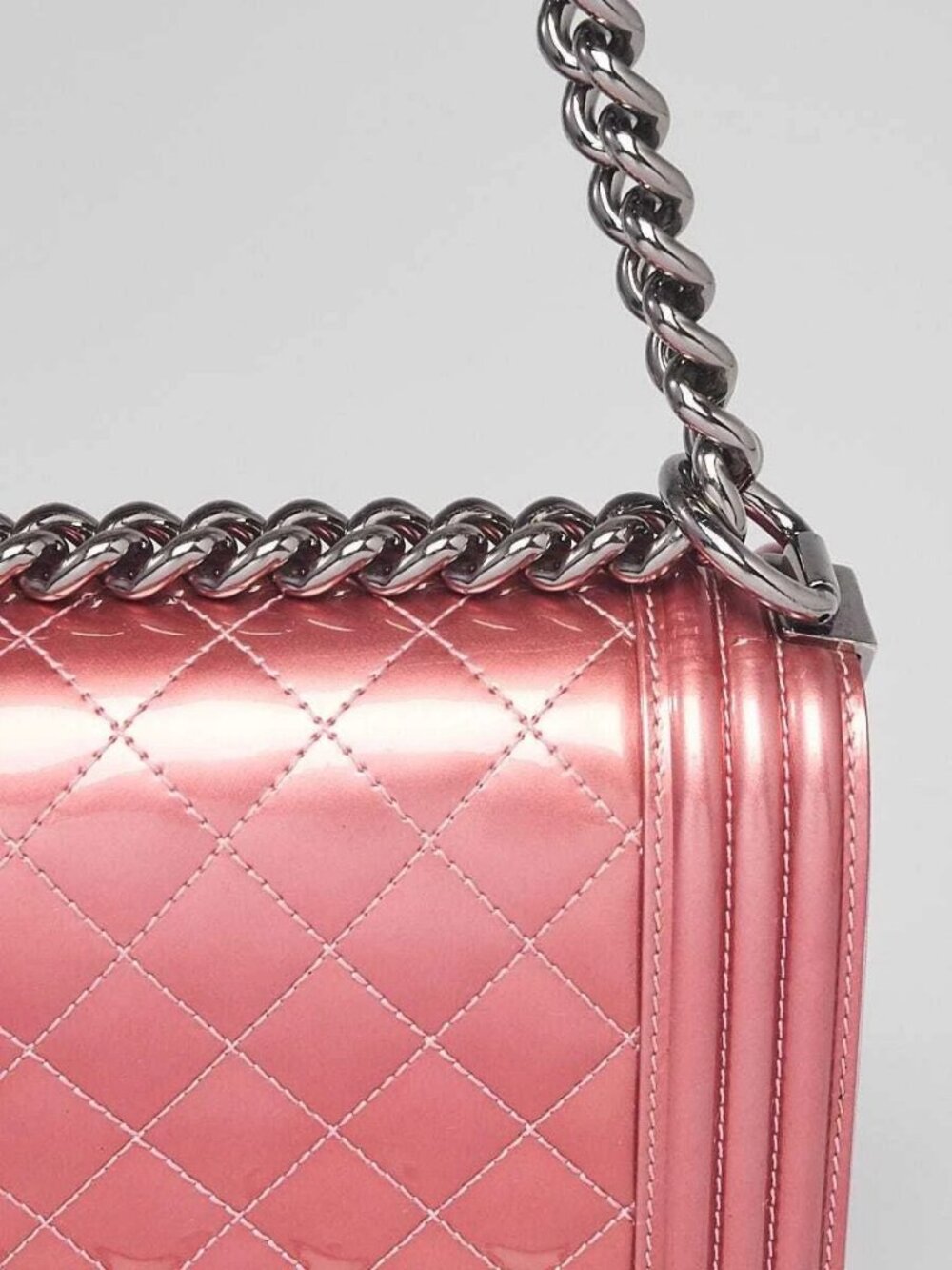Chanel Pink Quilted Patent Leather New Medium Boy Bag - Picture 7 of 11